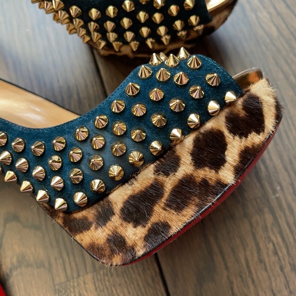 Christian Louboutin Leopard and Black Studded Heels - Picture 12 of 13